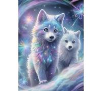 GLXPOG Fantasy Diamond Painting Kits for Adults, Wolf 5D DIY Diamond Art Kits for Beginners Round Full Drill Painting with Diamonds Gem Art Crafts for Home Wall Decor Gift 30x40cm