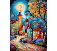 GLXPOG Fantasy House Diamond Art Kits for Adults, DIY 5D Diamond Painting Abstract, Full Round Drill Gem Crystal Art Paint by Diamond Kits Perfect for Relaxation and Home Wall Decor 30x40cm