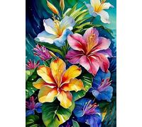 GLXPOG Flowers Diamond Art Kit - Adults Gem Art Painting - Wall Home Decor 11.8X15.7inch