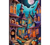 GLXPOG Halloween Diamond Painting Kits for Adults, Haunted House 5D DIY Diamond Art Kits for Beginners Round Full Drill Painting with Diamonds Gem Art Crafts for Home Wall Decor Gift 30x40cm