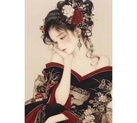 GLXPOG Japanese Diamond Painting Kits for Adults, Beauty 5D DIY Diamond Art Kits for Beginners Round Full Drill Painting with Diamonds Gem Art Crafts for Home Wall Decor Gift 30x40cm