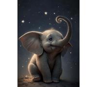 GLXPOG Little Elephant Diamond Painting Kits for Adults, Night Sky 5D DIY Diamond Art Kits for Beginners Round Full Drill Painting with Diamonds Gem Art Crafts for Home Wall Decor Gift 30x40cm