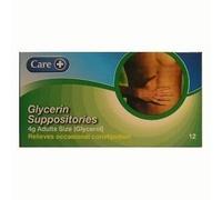 Glycerin Suppositories 4g Adult Size (12 x 12 Suppositories) by Care