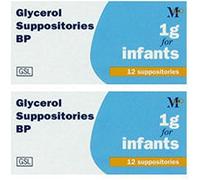 Glycerol 1g Suppositories for Infants - Pack of 2x12 - Gentle Constipation Relief for Babies - Quick-Acting, Pediatrician-Recommended - Easy-to-Use, Non-Prescription Laxative
