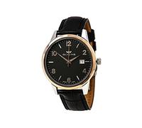 Glycine 3925-39 Men's Classic Black Dial Black Leather Strap Date Watch