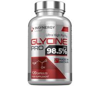 Glycine 650mg Per Capsule (Maximum Dose in UK) Superior 98.5% Purity x 120 Vegan Capsules, L Glycine Powder Supplement Amino Acid Supplements