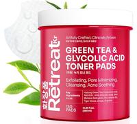 Glycolic Acid & Green Tea Toner Pads with Centella Asiatica, VIT B5, AHA BHA, 150 Exfoliating Pads, Dual Texture, Exfoliates Surface Skin and Reduces Fine Lines & Wrinkles, Brightens, Minimizes Pores