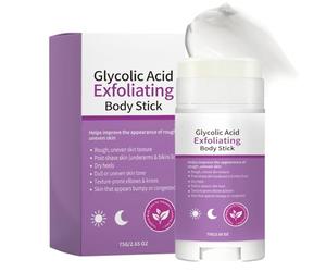 Glycolic Exfoliating Body Stick, Body Exfoliator for Rough Skin, Moisturizing Exfoliating Body Stick with Vitamin E & Shea Butter, Smooth & Soft Skin Care Cream, Solid Non-Messy Formula,75g