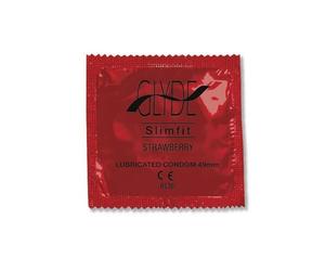 Glyde Ultra Slimfit Strawberry Vegan Condoms 100 Bulk Pack 49mm Red Flavoured
