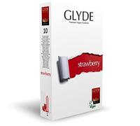 Glyde Ultra Strawberry 10 red Condoms with Strawberry Flavour, Certified with The Vegan Flower
