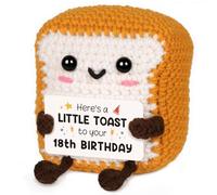 Glydein A Little Toast to Your 18th Birthday - Mini Handmade Crochet Toast Gifts for 18 Year Old Girl Boy, Funny 18th Birthday Gifts for Girls Boys Daughter Son Sister Friend, Adult Handmade Crochet