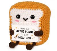 Glydein A Little Toast to Your New Job - Mini Handmade Crochet Toast, Funny New Job Gifts for Women Men, Best Farewell Gifts for Coworkers Friends, Good Luck Gift New Beginnings