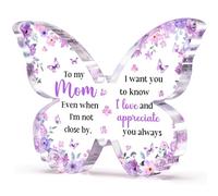 Glydein Gifts for Mom, Mom Birthday Gifts from Daughter Son, Unique Purple Butterfly Acrylic Plaque Desk Decor, Mother Gift Ideas on Birthday Christimas Mothers Day, 5 x 3.8 x 0.5 inches