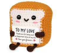 Glydein I Love You Gifts for Him Her, to My Love Handmade Crochet Toast Present, Cute Anniversary Birthday Gifts for Boyfriend Girlfriend Husband, Thinking of You Gift for Long Distance Relationship