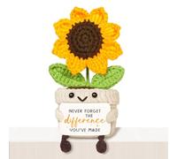 Glydein Thank You Gift, Handmade Positive Sunflower Crochet Decor, Appreciation Gifts for Teacher Coworkers Boss Nurse, Cute Cheer Up Gifts with Optimistic Card, Never Forget The Difference You Make