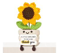 Glydein Thank You Gifts for Women Men, Handmade Positive Sunflower Crochet Decor, Cute Thank You Gift with Warm Card for Friend Family, Appreciation Gifts for Teacher Boss Coworkers Doctor Nurse