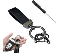 GLYGLY Car Keychain for Hyundai Tucson Hybird 2020-2023, Car Key Ring Fob Keyring Leather Detachable Key Chain Holder 360° Rotatable Car Accessories,A/Black