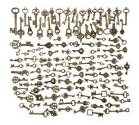 GLYIKAY 125PCS Mini Vintage Skeleton Key Sets Charms, Mixed Antique Style Bronze Brass for Wedding Party DIY Jewelry Favors and Harry Potter (fingernails size)