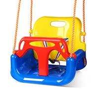 Glymnis Baby Swing 3 in 1 Children's Seat Adjustable Rope 95-165cm Safety Belt & Anti-Tip T-Bar Heavy Duty Up to 100kg Outdoor Playground Backyard Swing for Baby Toddler & Teen(6 Months - 3 Years)