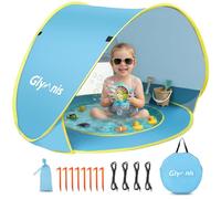 Glymnis Pop Up Baby Beach Tent, Portable UV Protection Beach Sun Shelter with Little Pool, Lightweight Sun Shade Tent for Babies Garden, Picnic