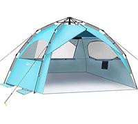 Glymnis Pop Up Beach Tent 4-6 Person, UV Protection Beach Sun Shelter Tent | UPF 50+, Extra Large, Silver-coated 190T Polyester, Instant Pop Up, No Assembly, 3 Window, Family Tent for Beach Garden, Blue