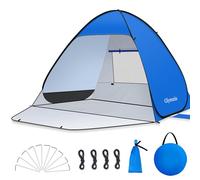 Glymnis Pop Up Beach Tent Small for 1-2 Person/Large for 3-4 Person, UV Protection Beach Sun Shelter with Zipper Porch, Portable Sun Shade Tent for Beach, Garden, Picnic