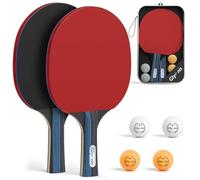 Glymnis Table Tennis Set of 2 with 4 Balls, Table Tennis Paddle Set with Storage Case, Portable Ping Pong Rackets for Indoor Outdoor Games