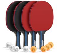 Glymnis Table Tennis Set of 4 with 8 Balls, Table Tennis Paddle Set with Storage Case, Portable Ping Pong Rackets for Indoor Outdoor Games