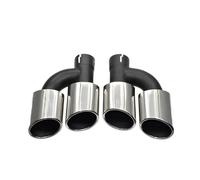 Glymzoi Car Tailpipe 2pcs For Quad Exhaust Tips For Audi A4 B8 B9 A5 A6 C7 C8 A7 S4 S5 S6 Style Stainless Steel Muffler Tailpipe 58mm Inlet(Silver)