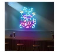 Glymzoi LED Neon Lamp Bubble Tea Cat Neon Sign with Adjustable Brightness 38cmx48cm(A)