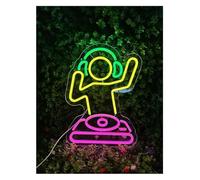 Glymzoi LED Neon Lamp DJ Player Neon Sign Lights, 30x42cm, for Man Cave, Anime, Dimmable