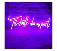 Glymzoi LED Neon Lamp Hanging Art Neon Signs Til Death Do Us Part Sign Wedding Light Decor(Purple)