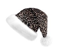 Glynisyz Sequin Santa Hat Christmas Hat for Men Women,Unisex Plush Xmas Holiday Hat with Fluffy Pompom for New Year Festive Holiday Party Supplies (Black)