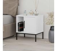 Glynn' Modern Bedside Table 48cm with Black Metal U Legs Decortie White 1 Pack