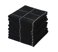 Glynniss Dish Cloths for Kitchen Washing Dishes, Super Absorbent Dish Rags, Cotton Terry Cleaning Cloths Pack of 8 (Black, 12x12 inches)