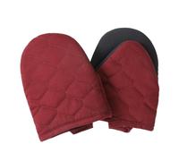 Glynniss Heat Resistant Mini Oven Mitts, 2 Pcs of Short Silicone Oven Mits, Non-Slip Grip Surfaces Kitchen Gloves for Cooking, Machine Washable with Hanging Loops Oven Gloves (5.5x7 inches, Wine)