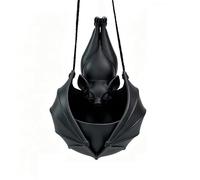Glyntheum Matte Black Hanging Bat Planter,3D Printed Gothic Bat Wing Sculpted Plant Pot with Jute Rope for Ivy Succulent,Indoor Wall Bedroom Balcony Halloween Decor