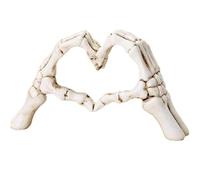 Glyntheum Skeleton Heart Hands Sculpture, Resin Bone Heart Gesture Figurine, Unique Until-Death Love Sign Statue for Halloween Home Decor, Shelf Desktop Ornament, Gothic Wedding Gift