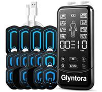Glyntora TENS Machine for Pain Relief: Rechargeable Dual Channel EMS MSG TENS Unit Muscle Stimulator Machine with 8 Modes, 16pcs TENS Machine Pads Replacement