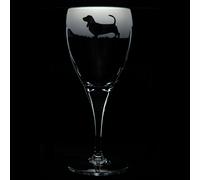 Glyptic Glass Art Basset Hound Dog Crystal Wine Glass - Hand Etched/Engraved Gift