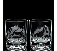 Glyptic Glass Art Basset Hound Dog Whiskey Tumbler Glass - Hand Etched/Engraved Gift - Left