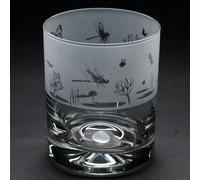 Glyptic Glass Art Butterfly and Dragonfly Whiskey Tumbler Glass - Hand Etched/Engraved Gift
