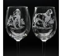 Glyptic Glass Art Cavalier King Charles Dog Crystal Wine Glass - Hand Etched/Engraved Gift - Right