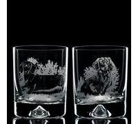 Glyptic Glass Art Dachshund Dog Whiskey Tumbler Glass - Hand Etched/Engraved Gift - Pair