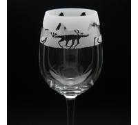 Glyptic Glass Art Galloping Horse Crystal Wine Glass - Hand Etched/Engraved Gift