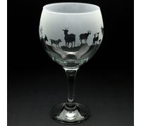 Glyptic Glass Art Goat Gin Cocktail Glass - Hand Etched/Engraved Gift