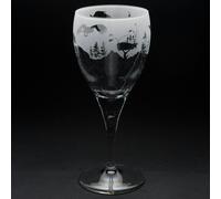 Glyptic Glass Art Golden Eagle Crystal Wine Glass - Hand Etched/Engraved Gift