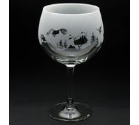 Glyptic Glass Art Golden Eagle Gin Cocktail Glass - Hand Etched/Engraved Gift