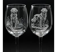 Glyptic Glass Art Golden Retriever Dog Crystal Wine Glass - Engraved Gift/Hand Etched - Right