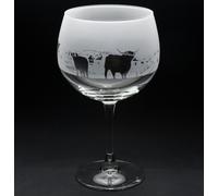 Glyptic Glass Art Highland Cattle Gin Cocktail Glass - Hand Etched/Engraved Gift